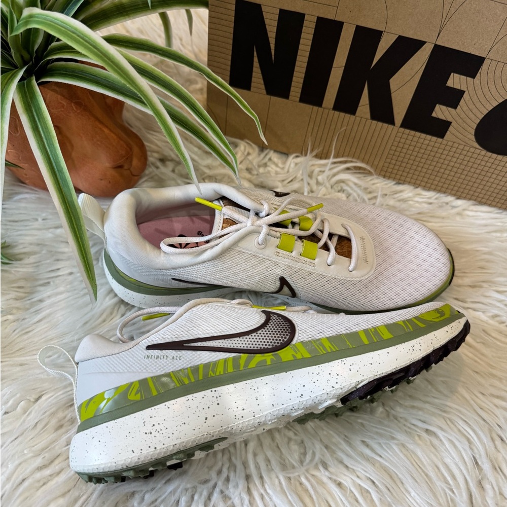 New🌿 Nike Infinity Ace NN W "NATURE" Golf Shoes White/Brown/Green